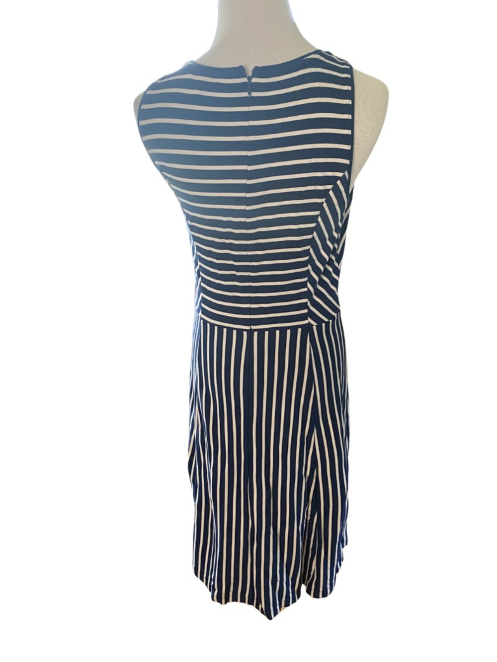 Banana Republic Blue White Striped Sleeveless Dress Size 6 Fit Flare - Picture 3 of 9